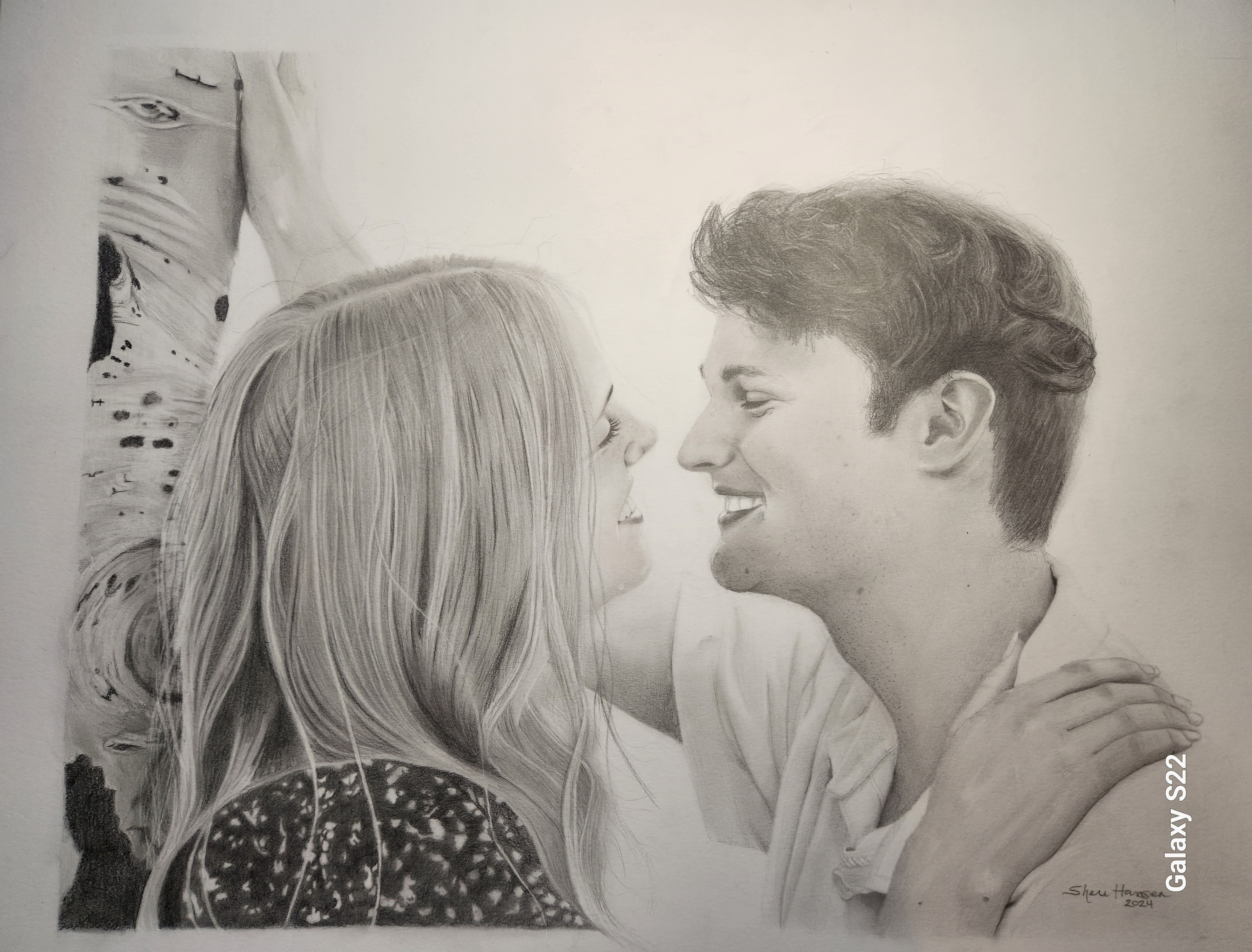 Wedding graphite portrait